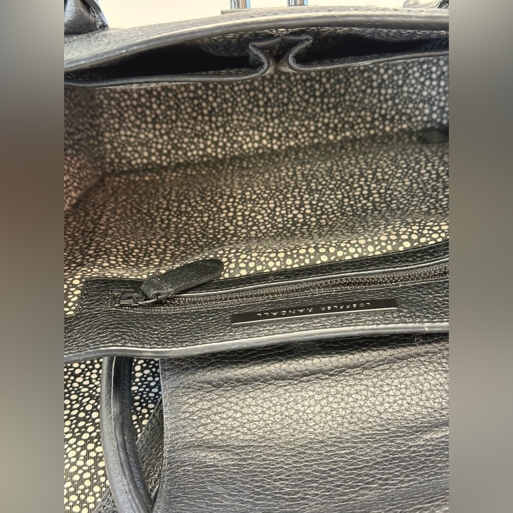 LOEFFLER RANDALL Studded Black Leather Small Tote Bag Handbag Shoulder Strap - Picture 8 of 10